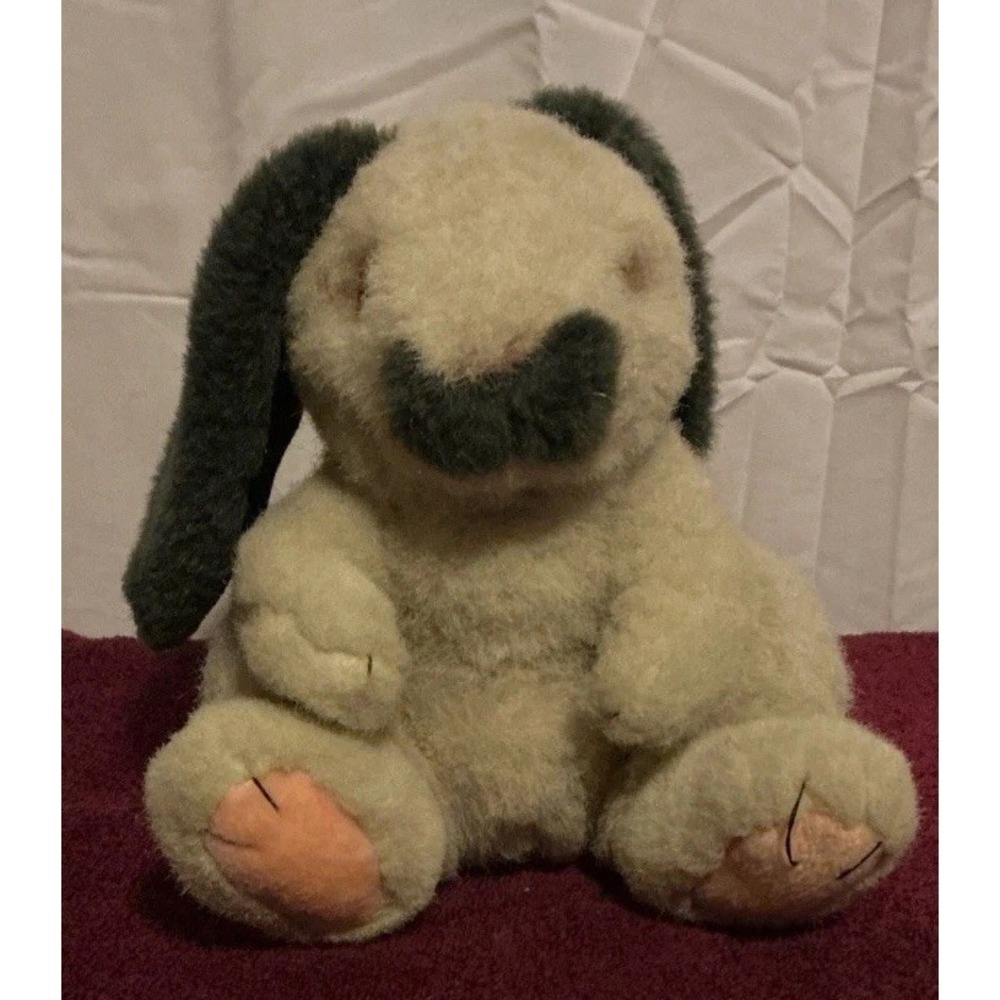 Vintage 1994 Applause Baby‎ Lop Earned Rabbit #53585, Gray And Black, 7.5" Tall